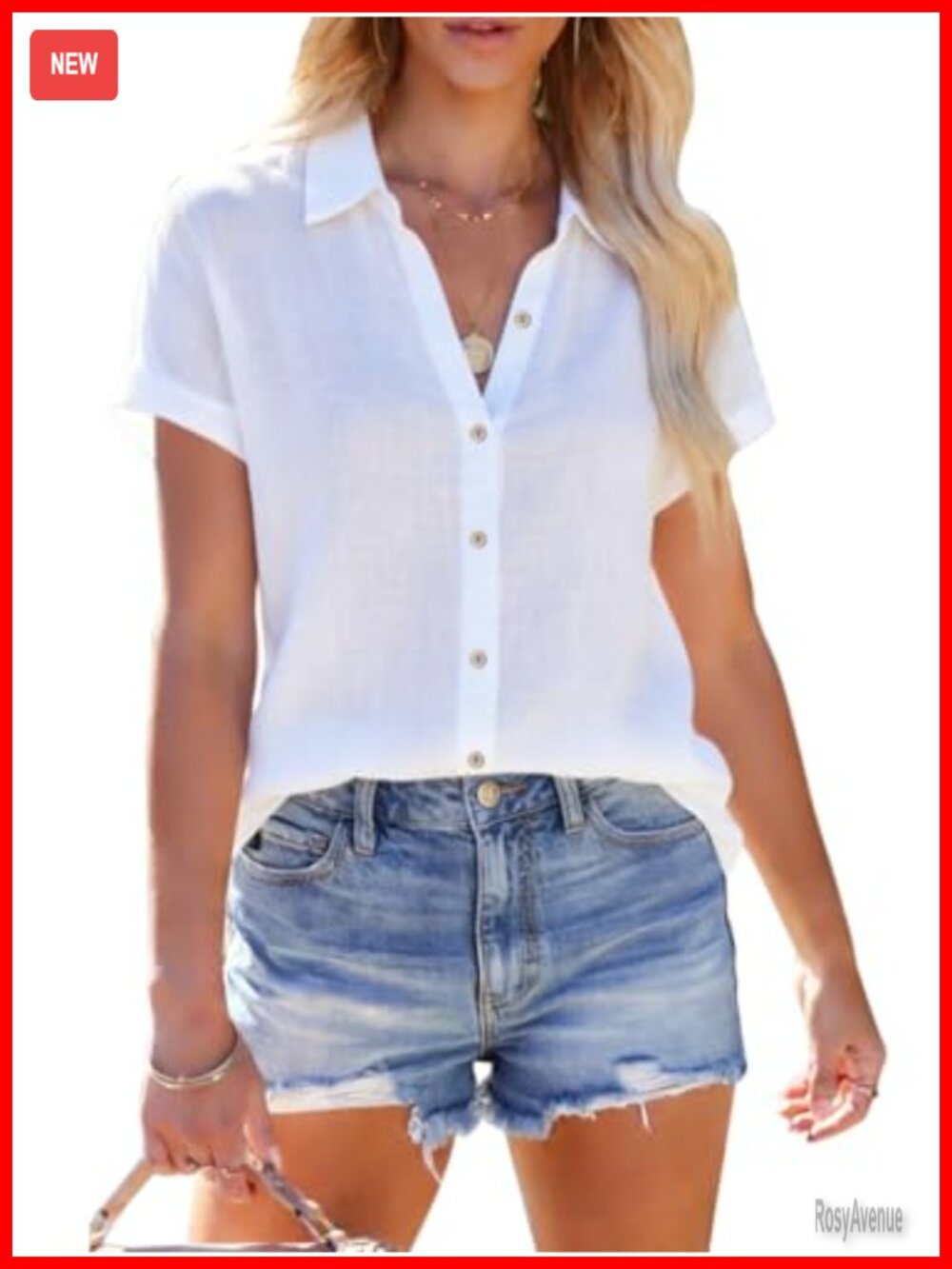 Linen Short Sleeve Button Down Blouse Casual Summer Beach Vacation Top